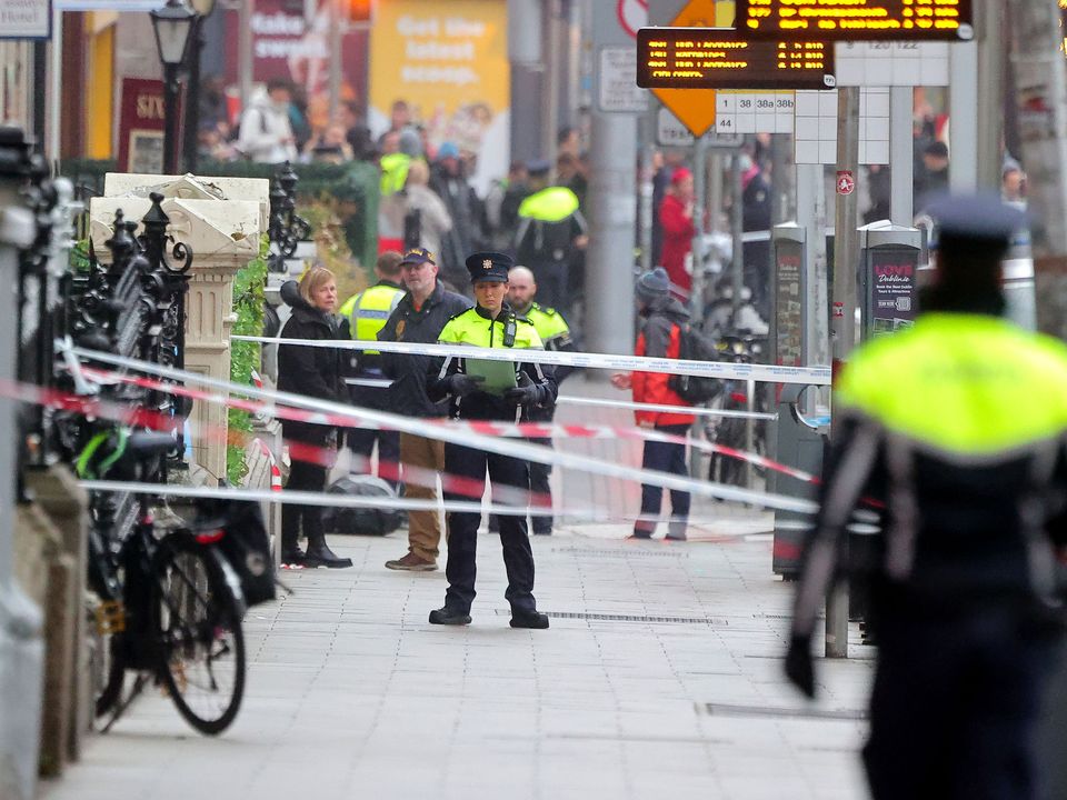 The scene on Parnell Square East on November 23 following a serious stabbing incident. Photo: Gerry Mooney